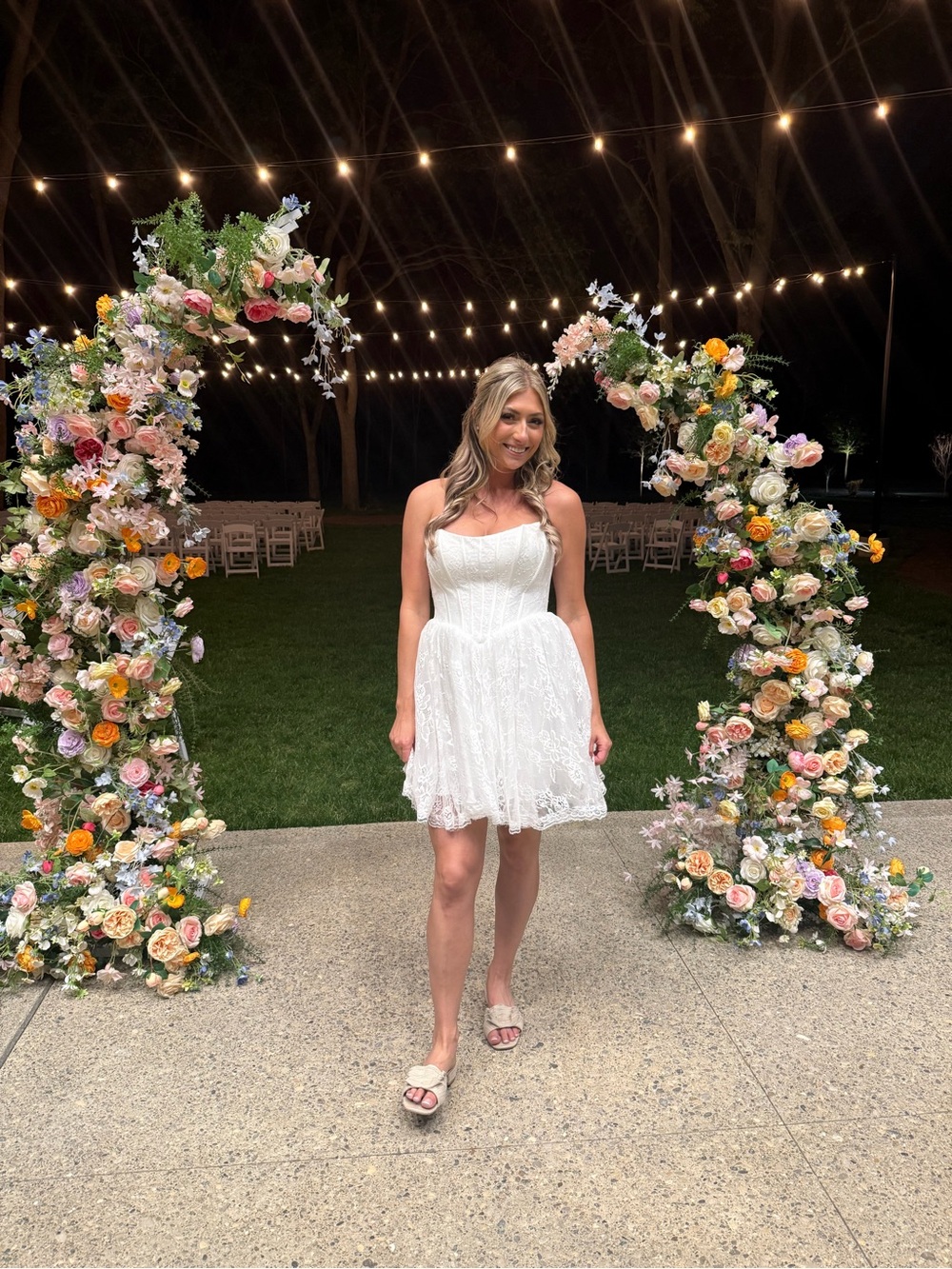 Azazie White Lace Mini Dress